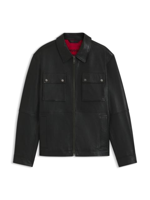 HUGO LEATHER FIELD JACKET IN A REGULAR FIT