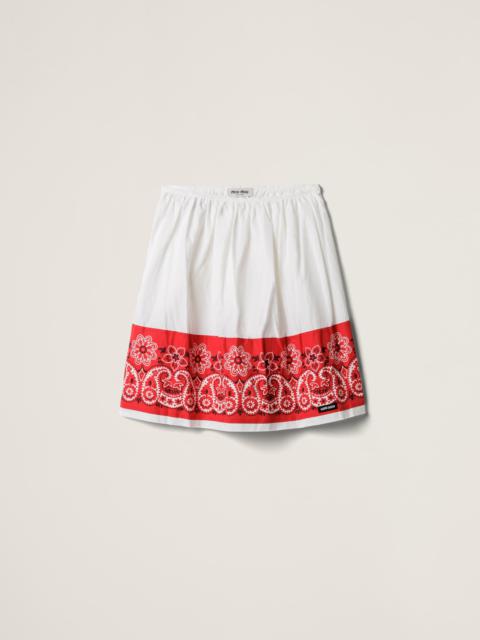 Miu Miu Slubbed poplin skirt with print