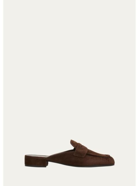 Prada 5mm Suede Penny Loafer Mules
