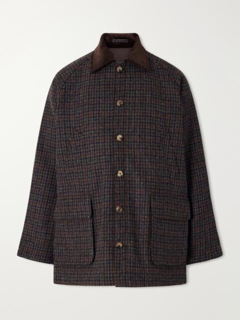 DE BONNE FACTURE Checked Corduroy-Trimmed Wool-Tweed Jacket