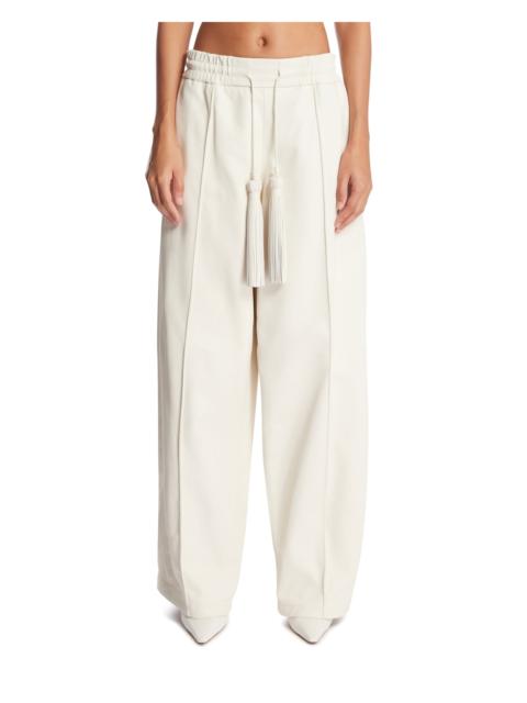 Bottega Veneta White Leather Wide-Leg Trousers