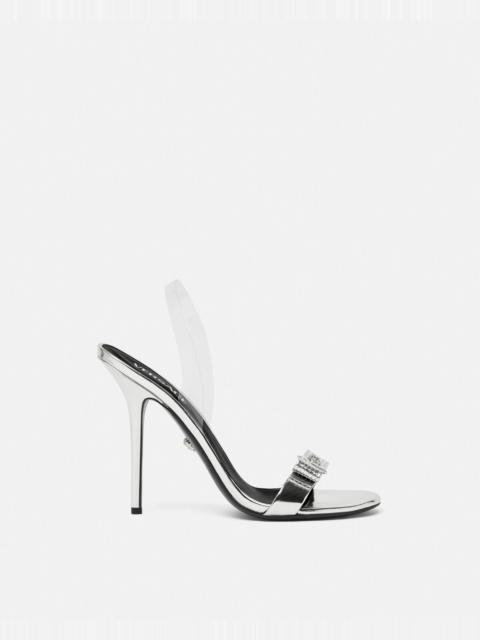 VERSACE Gianni Ribbon Metallic Sandals 4.3" / 110 mm