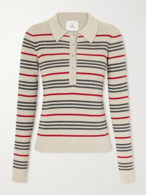 The Elder Statesman Libeccio Stripped Wool, Silk And Linen-blend Knitted Polo