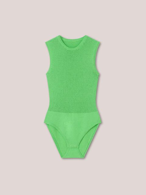 MARE - Textured cotton-crochet body - Bright green
