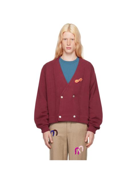 BODE Burgundy Double-Breasted Cardigan