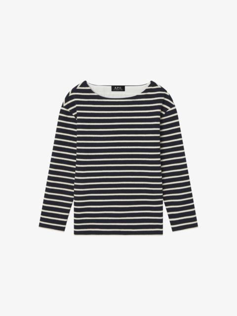 A.P.C. STRIPED TOP WITH THREE-QUARTER SLEEVES