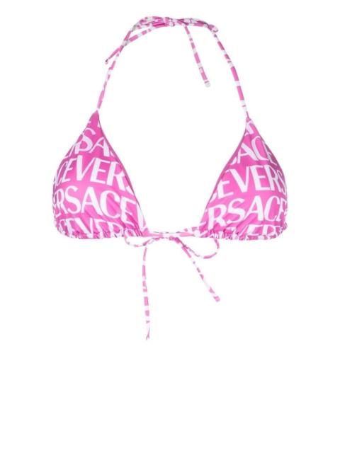 VERSACE logo-print triangle bikini top