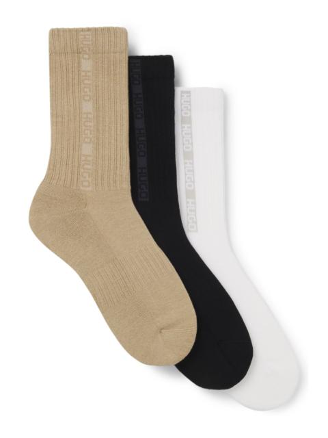 HUGO THREE-PACK OF SHORT SOCKS WITH REPEAT-LOGO TAPE