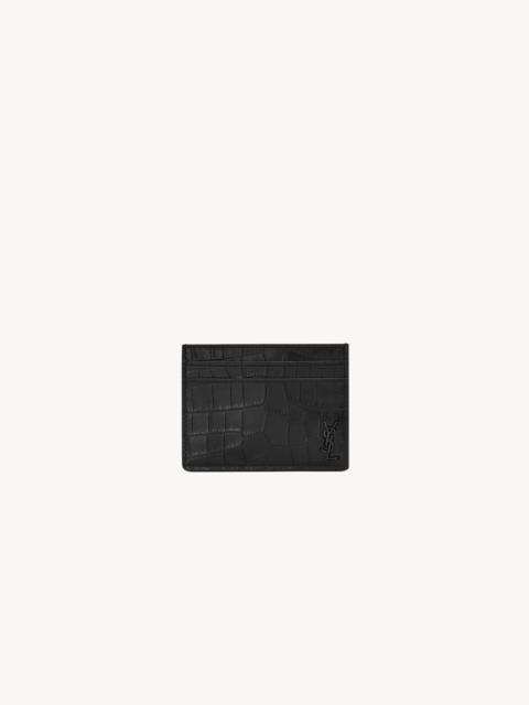 TINY CASSANDRE CARD CASE IN CROCODILE-EMBOSSED LEATHER