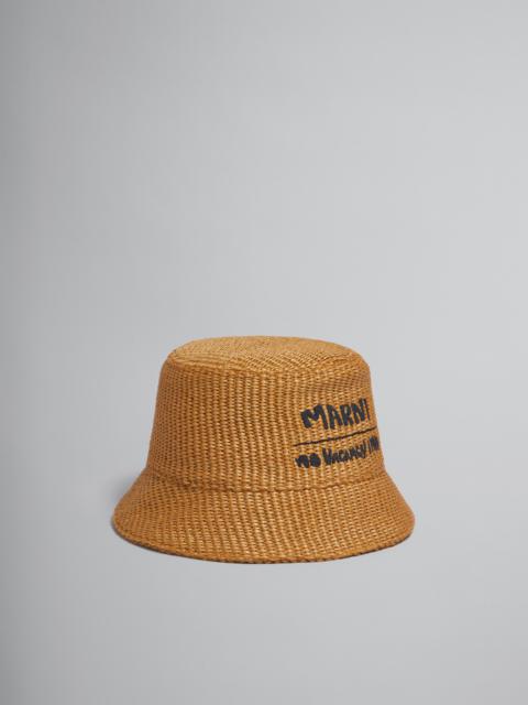 MARNI X NO VACANCY INN - CARAMEL HAT IN RAFFIA FABRIC