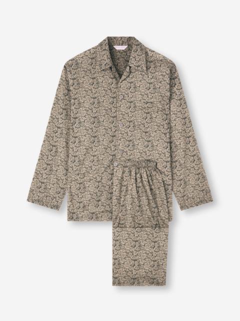 Derek Rose Ledbury Cotton Batiste Pajamas Camo Green Camo Rose