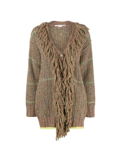 cable-knit tweed cardi-coat