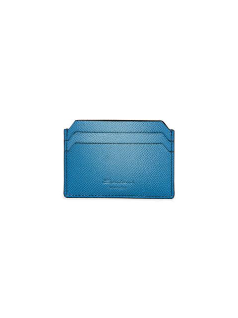 Santoni Light blue saffiano leather credit card holder