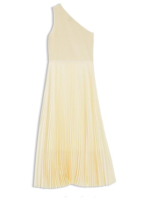 BOSS RIB-KNIT ONE-SHOULDER DRESS WITH PLEATED SKIRT