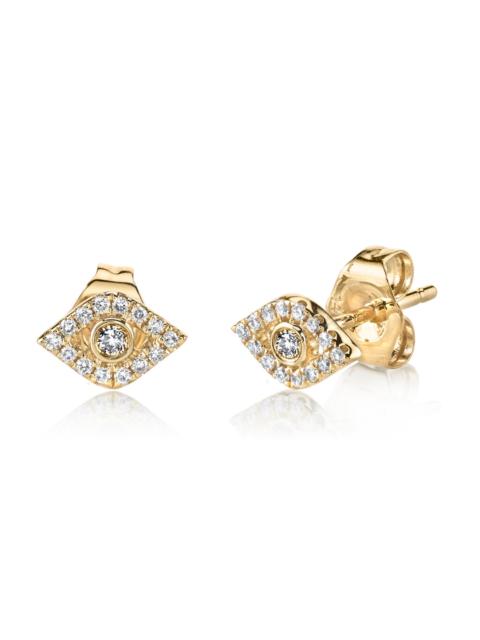 SYDNEY EVAN Small Bezel Evil Eye Studs - Pair