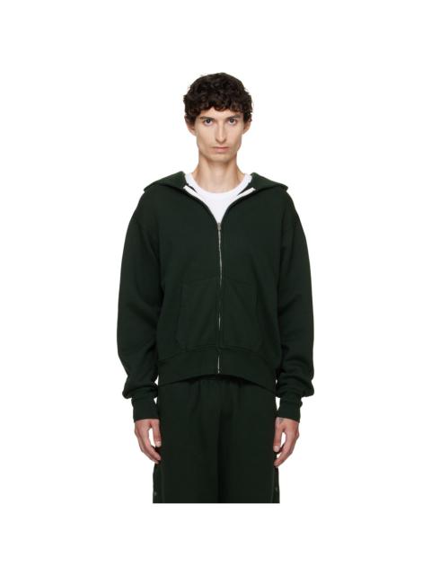 LES TIEN Green Heavyweight Zip Hoodie