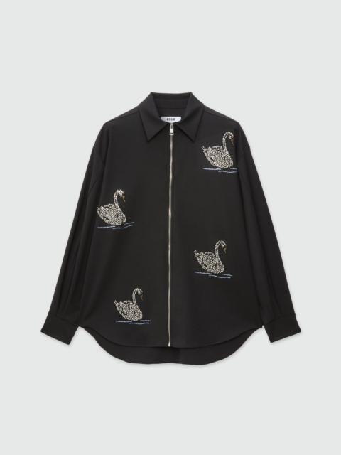 MSGM Blended wool shirt with swans