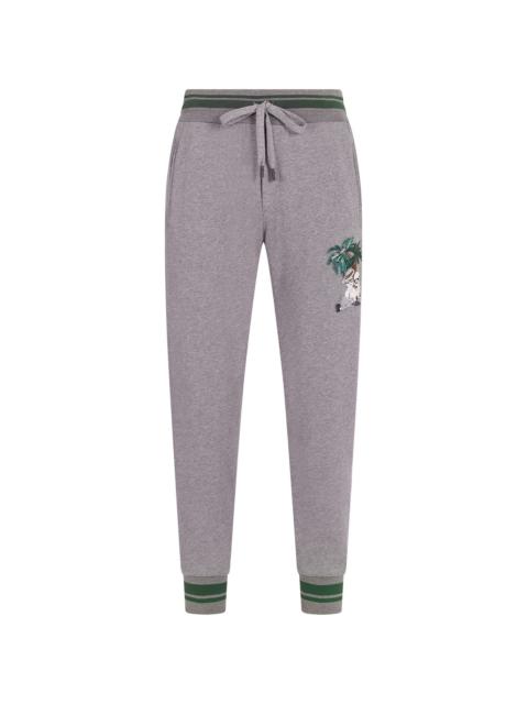 jungle character-embroidered track pants