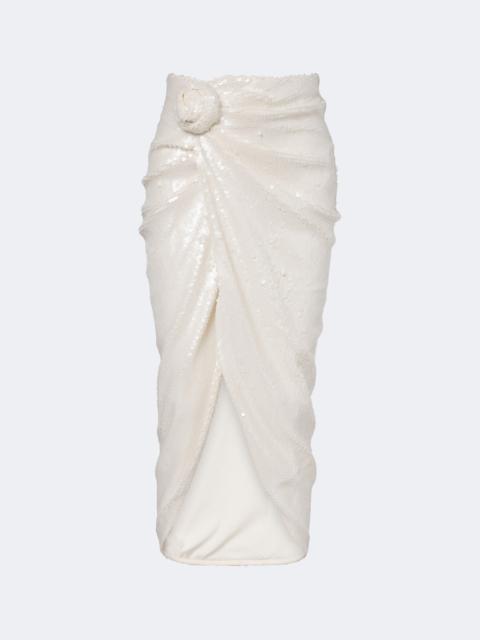 ROTATE Knot-detail sequined midi skirt
