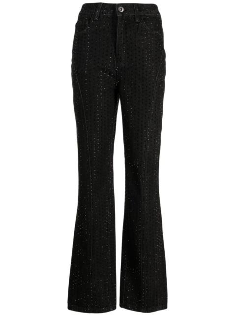 self-portrait mid-rise embellished flared jeans