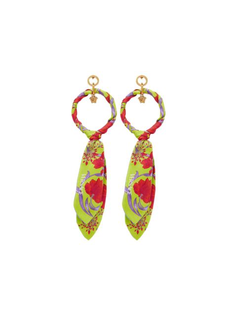 Versace Foulard Art Deco Flowers Print Earrings 'Citron/Versace Gold'