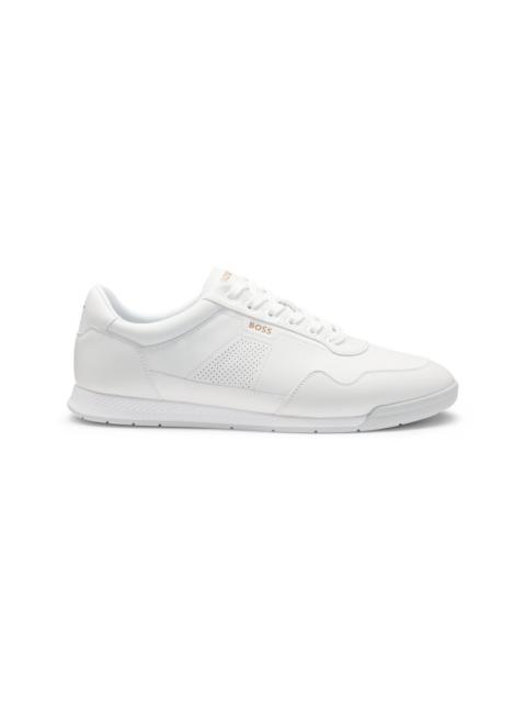 BOSS LEATHER TRAINERS WITH GOLD-TONE LOGO