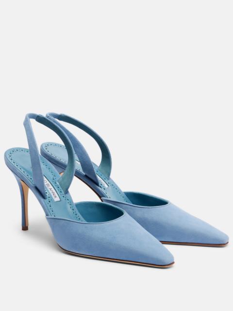 Manolo Blahnik Borelapla suede slingback pumps