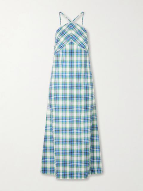 ROSIE ASSOULIN Call Me Maybe Checked Woven Cotton Maxi Dress