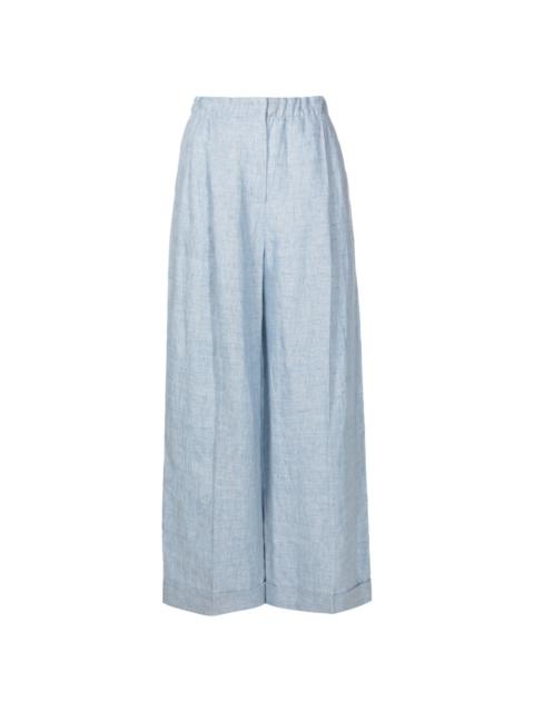 elasticated-waist jaspé-linen trousers