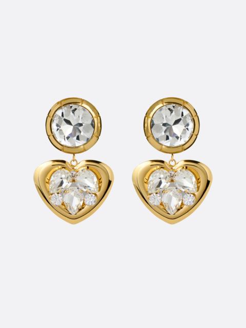 Alessandra Rich CRYSTAL EARRINGS WITH HEART PENDANT