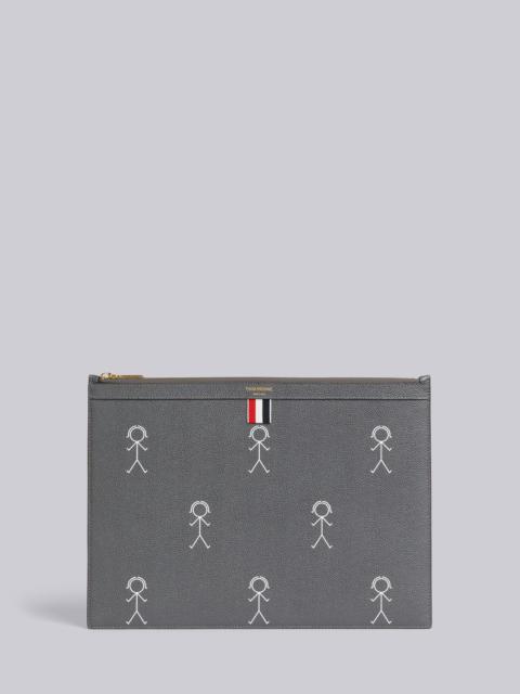 Thom Browne Dark Grey Pebble Grain Leather 3D Mrs. Thom Icon Print Document Holder