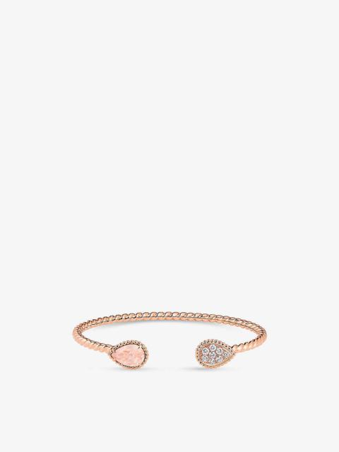 Serpent Boheme 18ct rose-gold, 0.33ct brilliant-cut diamond and 1.36ct pink quartz bracelet