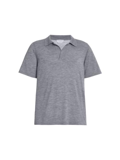 GABRIELA HEARST Stendhal Knit Short Sleeve Polo in Heather Grey Cashmere