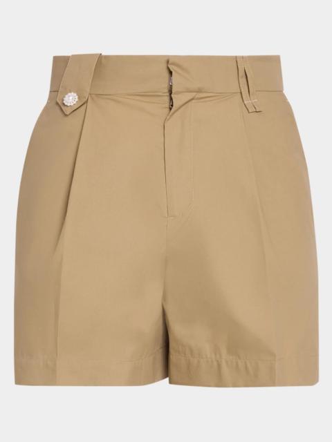 Simone Rocha Men's Cotton Twill Tailored Pleated Shorts