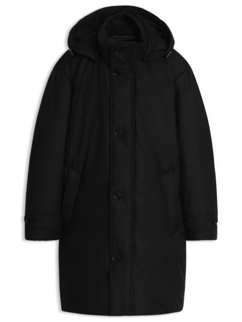 BOSS DOWN-FILLED PARKA IN MELANGE WOOL WITH DETACHABLE HOOD