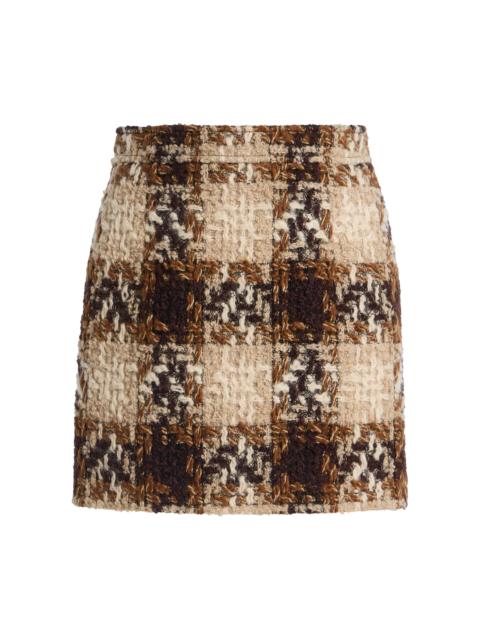 SAINT LAURENT Checked Tweed Mini Skirt multi