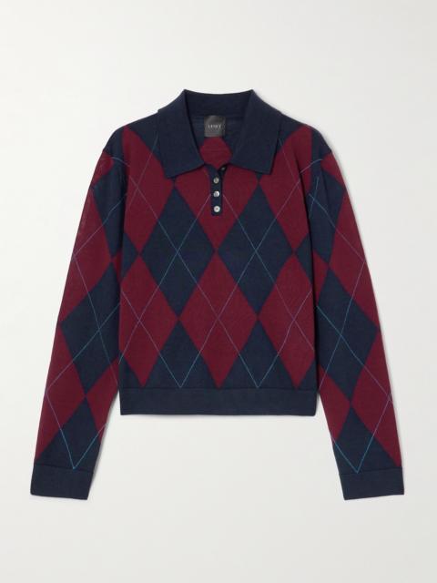 LESET James Argyle Merino Wool Polo Sweater