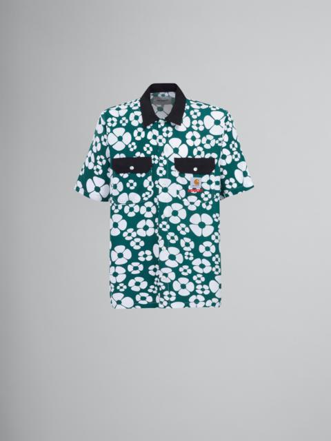 Marni MARNI X CARHARTT WIP - GREEN SHORT-SLEEVED FLORAL SHIRT