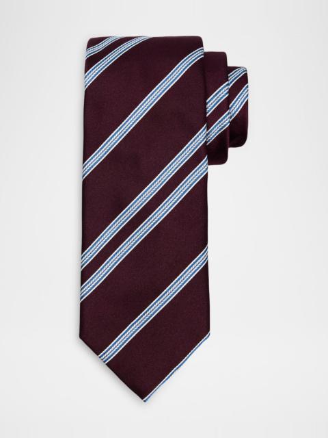 Brioni Men & apos;s Herringbone Stripe Jacquard Silk Tie