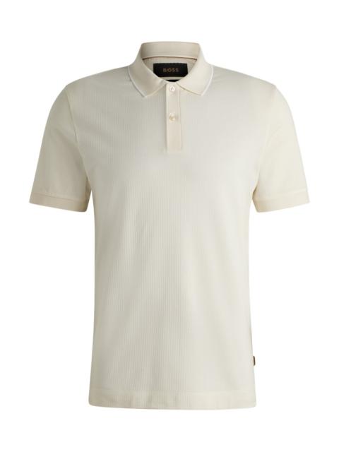 COTTON-SILK POLO SHIRT WITH STRIPE STRUCTURE