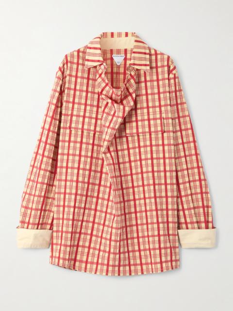 Bottega Veneta Draped Checked Cotton-seersucker Blouse