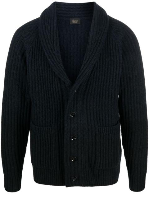 Brioni chunky-knit shawl collar cardigan