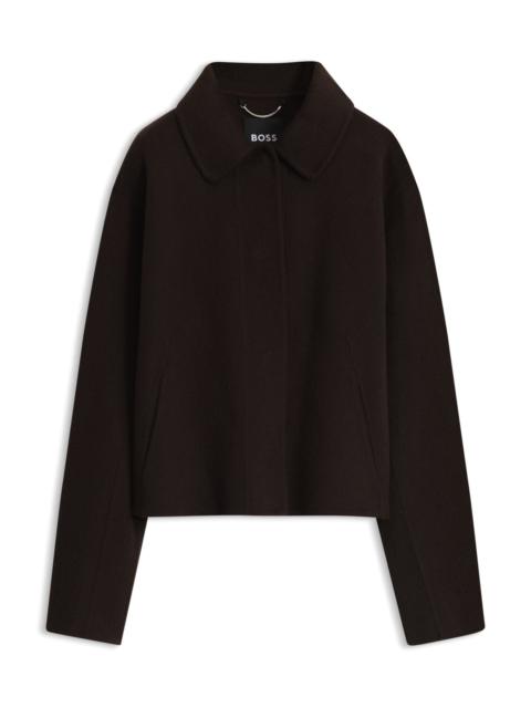 BOSS MELANGE WOOL-BLEND COAT WITH A POINT COLLAR