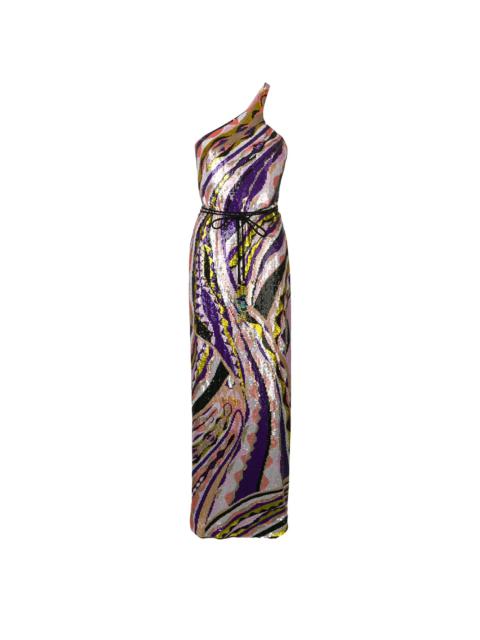 PUCCI Sequin 자수 실크 맥시 드레스