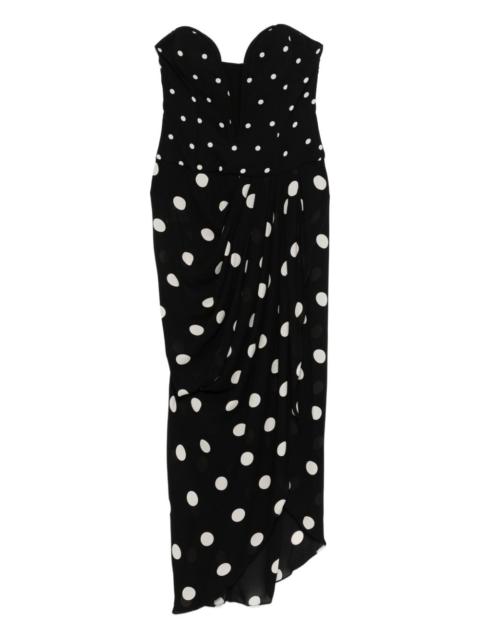 ADRIANA DEGREAS polka-dot strapless maxi dress