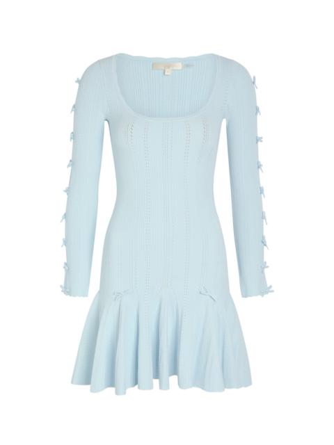 LoveShackFancy Loveshackfancy Seychelle Bow-appliquéd Pointelle-knit Mini Dress
