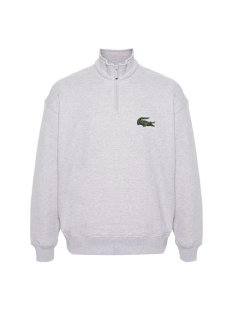 Crocodile-patch half-zip sweatshirt
