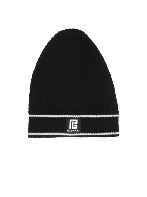 Wool beanie with embroidered Balmain logo