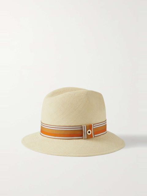 The Suitcase Stripe Ingrid grosgrain-trimmed toquilla straw Panama hat