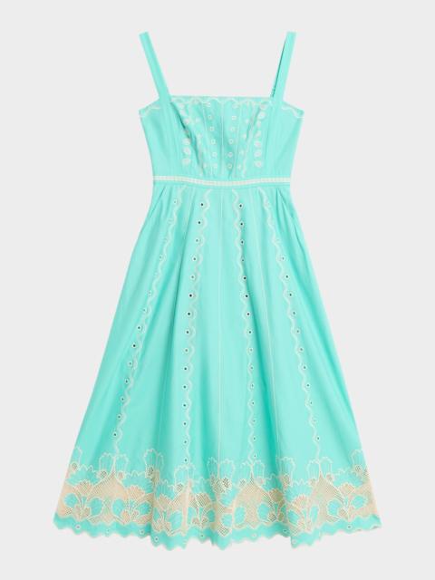 SALONI Aurora B Embroidered Midi Dress